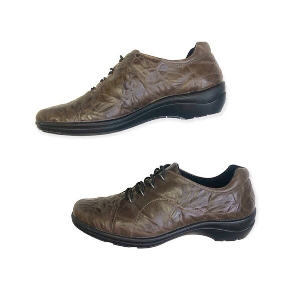 Romika Cassie Slip On Sneaker Size EU 39 US 8-8.5 Brown Crinkle Leather Comfort - Picture 6 of 11